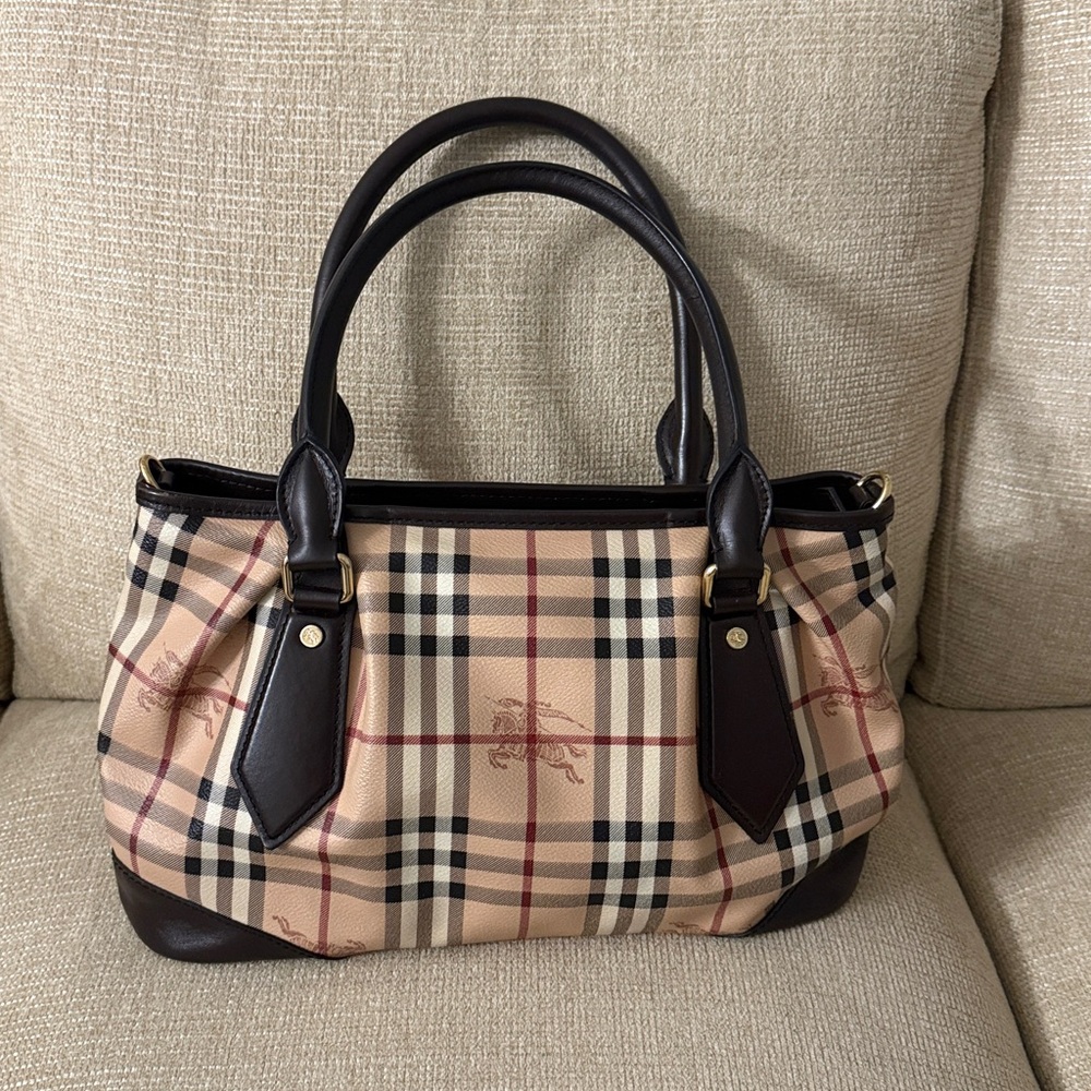 Burberry Beige and Brown Check Shoulder Bag - Picture 3 of 16